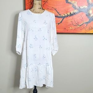 Wilfred White Blue Floral Tiered Dress